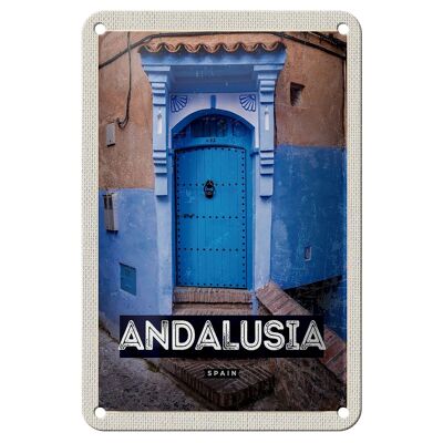 Targa in metallo da viaggio 12x18 cm Andalusia Spagna Decorazione retrò del centro storico