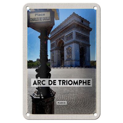 Targa in metallo da viaggio 12x18 cm Arco di Trionfo Parigi Vista laterale Decorazione