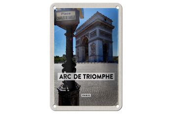 Panneau de voyage en étain 12x18cm, Arc de Triomphe Paris, décoration vue latérale 1