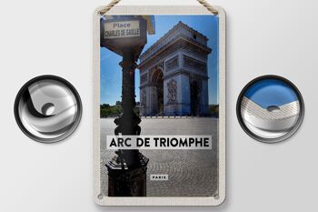 Panneau de voyage en étain 12x18cm, Arc de Triomphe Paris, décoration vue latérale 2