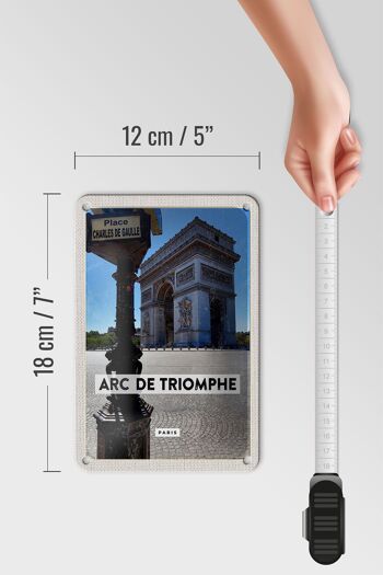 Panneau de voyage en étain 12x18cm, Arc de Triomphe Paris, décoration vue latérale 5