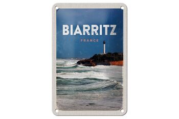 Panneau de voyage en étain, 12x18cm, Biarritz, France, signe cadeau de vacances en mer 1