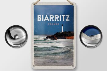 Panneau de voyage en étain, 12x18cm, Biarritz, France, signe cadeau de vacances en mer 2