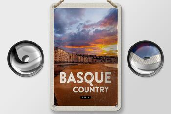 Panneau de voyage en étain, 12x18cm, pays Basque, espagne, coucher de soleil 2