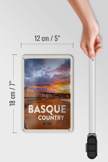Panneau de voyage en étain, 12x18cm, pays Basque, espagne, coucher de soleil 5