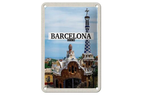 Blechschild Reise 12x18cm Barcelona Spain Urlaubsort Meer Dekoration