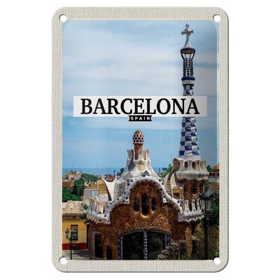 Cartel de chapa viaje 12x18cm Barcelona España destino de vacaciones decoración mar