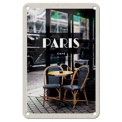 Targa in metallo da viaggio 12 x 18 cm Paris Café Retro Travel Destination Poster Decorazione