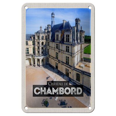 Blechschild Reise 12x18cm Château de Chambord Schloss Geschenk Schild