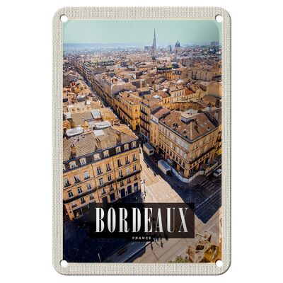 Cartel de chapa de viaje, 12x18cm, Burdeos, Francia, panorama, decoración de destino de viaje