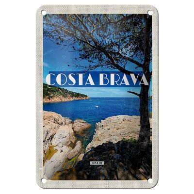 Panneau de voyage en étain, 12x18cm, Costa Brava, espagne, mer, montagnes, signe de vacances
