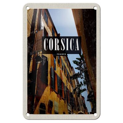 Blechschild Reise 12x18cm Corsica France Retro Altstadt Geschenk Schild