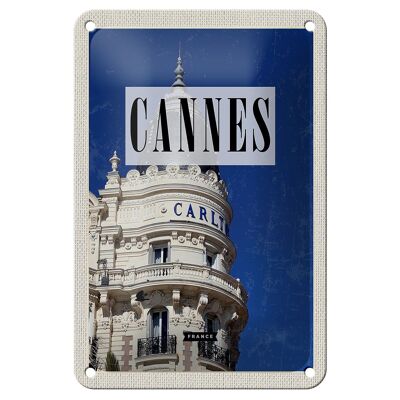 Blechschild Reise 12x18cm Cannes France Carlton Hotel Geschenk Schild