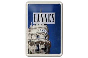Panneau de voyage en étain, 12x18cm, Cannes, France, Carlton, hôtel, cadeau 1