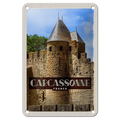 Targa in metallo da viaggio 12x18 cm Carcassonne Franca Decorazione patrimonio mondiale