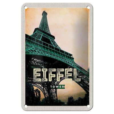 Targa in metallo da viaggio 12x18 cm Torre Eiffel Immagine retrò Decorazione per destinazione di viaggio