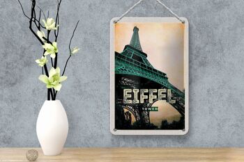 Panneau de voyage en étain 12x18cm, tour Eiffel, image rétro, décoration de Destination de voyage 4