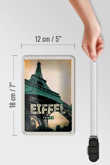 Panneau de voyage en étain 12x18cm, tour Eiffel, image rétro, décoration de Destination de voyage 5