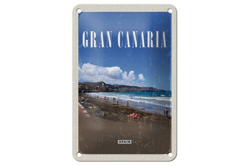 Blechschild Reise 12x18cm Gran Canaria Spain Meer Strand Retro Schild