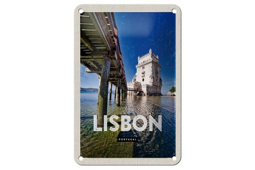 Blechschild Reise 12x18cm Lisbon Portugal Meer Reiseziel Urlaub Schild