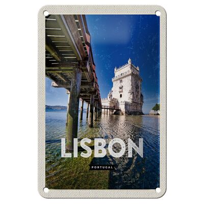 Blechschild Reise 12x18cm Lisbon Portugal Meer Reiseziel Urlaub Schild
