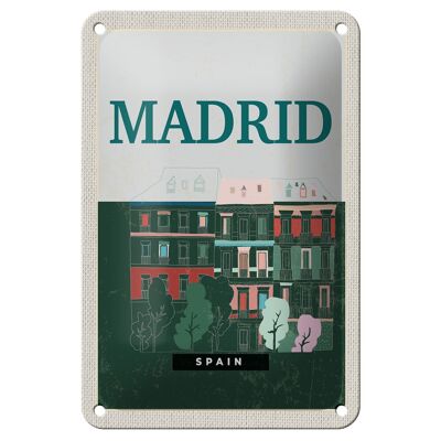 Panneau de voyage en étain, 12x18cm, Madrid, espagne, réalisations, décoration rétro