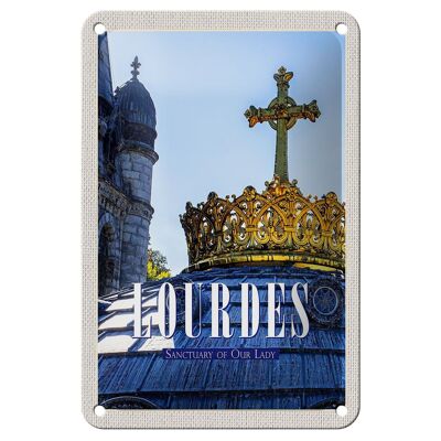 Plaque en tôle voyage 12x18cm Lourdes Sanctuaire de Notre-Dame signe cadeau