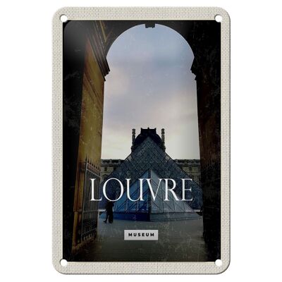 Cartel de chapa de viaje, 12x18cm, Museo del Louvre, destino de viaje, cartel de arquitectura