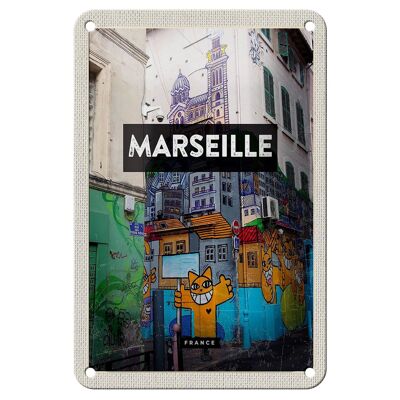 Metal sign travel 12x18cm Marseille France travel destination decoration