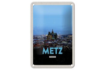 Panneau de voyage en étain, 12x18cm, Metz France Panorama, signe cadeau rétro 1