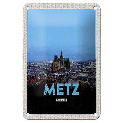 Blechschild Reise 12x18cm Metz France Panorama Retro Geschenk Schild