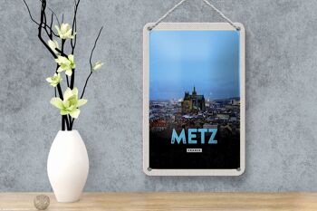 Panneau de voyage en étain, 12x18cm, Metz France Panorama, signe cadeau rétro 4