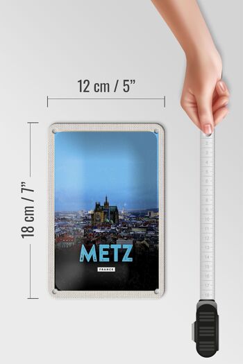 Panneau de voyage en étain, 12x18cm, Metz France Panorama, signe cadeau rétro 5