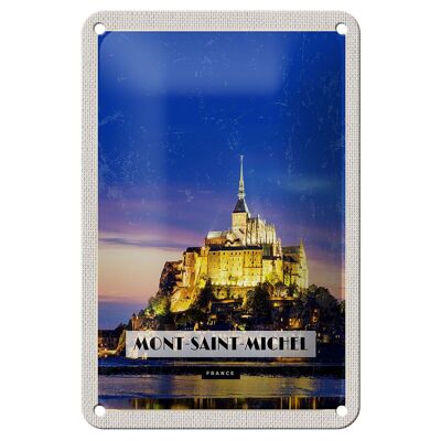 Blechschild Reise 12x18cm Moint-Saint-Michel France Reiseziel Schild