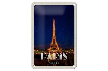 Panneau de voyage en étain, 12x18cm, Paris, France, tour Eiffel, veilleuses 1