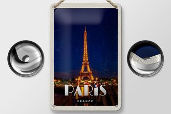 Panneau de voyage en étain, 12x18cm, Paris, France, tour Eiffel, veilleuses 2