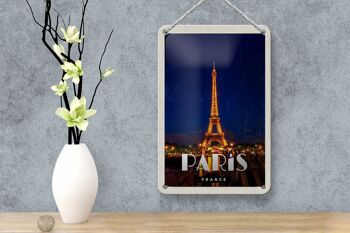 Panneau de voyage en étain, 12x18cm, Paris, France, tour Eiffel, veilleuses 4