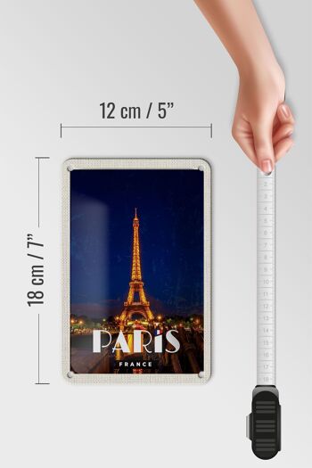 Panneau de voyage en étain, 12x18cm, Paris, France, tour Eiffel, veilleuses 5