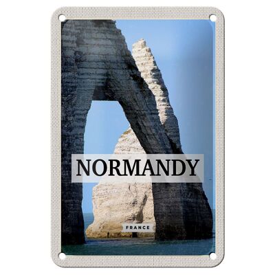 Cartel de chapa de viaje, 12x18cm, Normandía, Francia, destino de viaje, señal de regalo