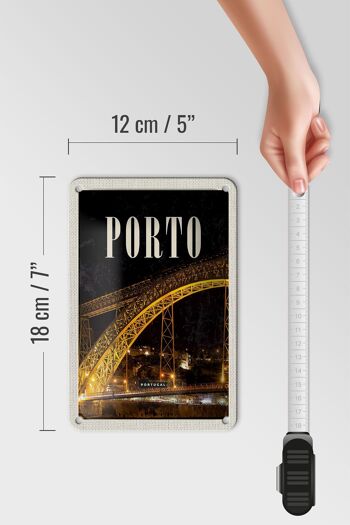 Panneau de voyage en étain 12x18cm, décoration d'image de nuit du pont de Porto Portugal 5