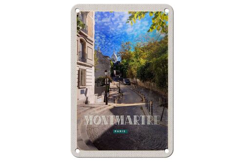 Blechschild Reise 12x18cm Montmartre Paris Straße Schild