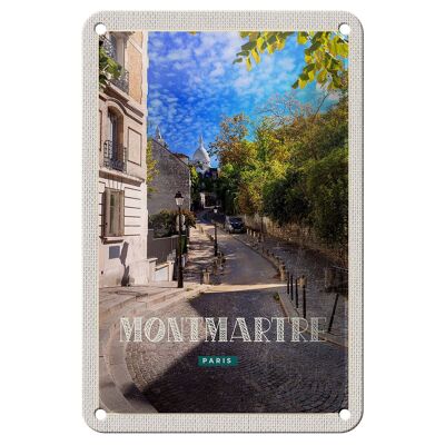 Targa in metallo da viaggio 12x18 cm Cartello stradale Montmartre Parigi