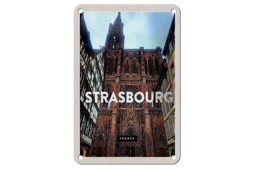 Blechschild Reise 12x18cm Straßburg France Architektur Tourism Schild