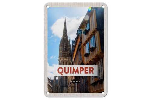 Blechschild Reise 12x18cm Quimper France Kathedrale Geschenk Schild