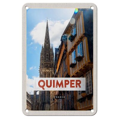 Cartel de chapa de viaje, 12x18cm, catedral de Quimper, Francia, cartel de regalo