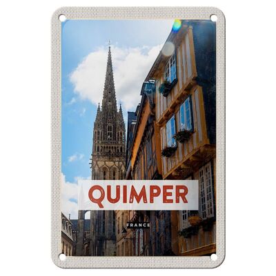 Blechschild Reise 12x18cm Quimper France Kathedrale Geschenk Schild