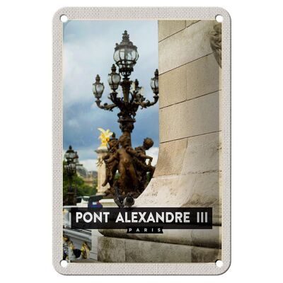 Cartel de chapa de viaje, 12x18cm, punto Alejandro III, cartel de destino de viaje de París