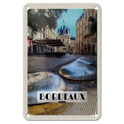 Panneau de voyage en étain, 12x18cm, Bordeaux, France, ville portuaire, panneau de Viticulture