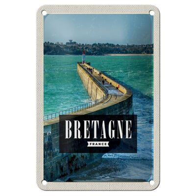 Cartel de chapa de viaje, 12x18cm, Bretaña, Francia, destino de viaje, decoración navideña