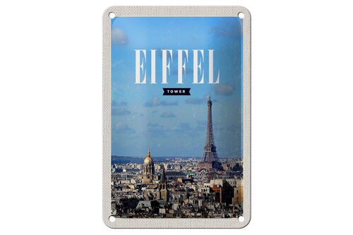 Blechschild Reise 12x18cm Eiffel Tower Panorama Bild Reiseziel Schild